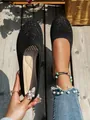 Black breathable mesh round-toe flat shoes for women comfortable summer slip-on flats - Black