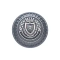 Bottone araldico vintage in ottone per cappotti con motivo a corona e scudo sbalzato fine - Motivo Scudo e Corona(SM1071-SSI) / 15mm / Argento antico