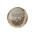 Botón de metal bronce antiguo con escudo de corona y blasón para prendas de diseño de alta gama - Dorado