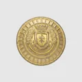Élégant bouton vintage en laiton avec blason et motif couronne embossés pour vestes - Or antique