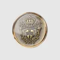 Hoogwaardige antieke gouden metalen knoop met reliëf van koninklijke kroon en wapen - Goud