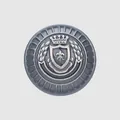 Bouton en laiton de style vintage avec blason et couronne pour vêtements haut de gamme - Argent antique