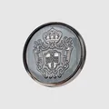 Hoogwaardige zilveren metalen knoop met reliëf van een wapenschild voor kledingstukken - Zilver