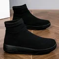 Lightweight breathable black knit sock sneakers with flexible cushioned sole for daily wear - 35 / All Black