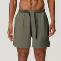 Sneldrogende sportshort voor heren in olijfgroen voor hardlopen, fitness en outdoor - S / Bottoms / Olijfgrijs