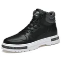 Black high-top men's boots with 8cm height increase and thick durable sole - 37 / Black