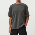 Premium men's breathable cotton sports T-shirt in charcoal grey for fitness and citywalk - Dark Gray