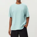 Breathable light green cotton men's short-sleeved athletic T-shirt for fitness and running - Light Cyan (Custom)