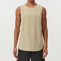 Breathable khaki cotton athletic tank top for men, ideal for gym running and sports - Tops / S / Flaxen