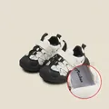 Zapatillas transpirables para niños en crema y negro con velcro y malla - Talla 19/Longitud Interior 14.5cm / Zapatos planos / Negro