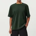 Men's dark green breathable cotton sports T-shirt for fitness and outdoor running. - Olive Green