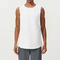 Premium breathable white cotton sports tank top for men ideal for running and basketball - Swan White