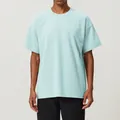 Camiseta de algodón azul claro de corte holgado para hombre, ropa deportiva transpirable - Cian Claro