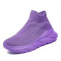 Baskets chaussettes en maille violette respirante pour femme avec semelle épaisse antidérapante - 35 / Violet
