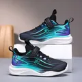 Zapatillas de running transpirables para niños con un diseño degradado verde y púrpura - 28 / Negro Verde