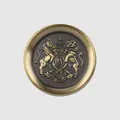 Bouton en métal laiton antique avec armoiries héraldiques embossées lion et cheval - 15mm / Bronze Antique