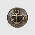 Vintage bronze metal button with embossed anchor design on wood texture - 15mm (24L) / Antique Bronze