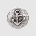 Premium vintage silver circular metal decorative button with embossed nautical anchor motif - 15mm (24L) / Red Copper