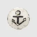 Vintage nautical anchor design metal decorative button with distressed white finish - 15mm (24L) / Black Nickel