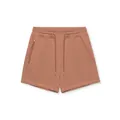 Vue à plat d'un short de sport pour hommes avec détail de poche zippée fonctionnelle - M / Orange - uni