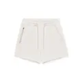 Vue détaillée du short de sport pour hommes avec cordon de serrage et poche zippée - M / Bas / Blanc Cassé