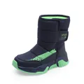 Premium navy blue children's winter snow boots featuring warm neon green fleece lining - 31 / Dark Teal