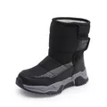Warm black children's snow boots featuring fleece lining and non-slip rubber soles - 31 / Black and Gray