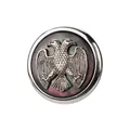 Hochwertiger Metallknopf mit silbernem Doppeladler und dunkler irisierender Einlage - 24L (15.0MM) / Schwarz-Nickel