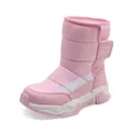 Pink children's winter snow boots with warm plush lining and durable non-slip sole - 31 / Pink White
