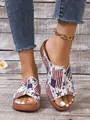 Stylish peep-toe platform slippers with US flag print for casual summer beach wear - 36 / White