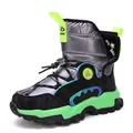 Stivali da neve invernali per bambini, grigio metallizzato con suola verde - 28 / Nero Grigio Verde