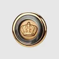 High-end vintage gold crown button with dark mother of pearl shell inlay for luxury clothing - Antique Gold