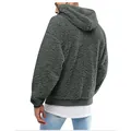 Ανδρικό oversized χνουδωτό φλις φούτερ με κουκούλα σε σκούρο γκρι για το φθινόπωρο και χειμώνα - S / Tops / Πράσινο