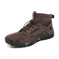 Atmungsaktive braune Mesh-Outdoor-Wanderschuhe mit praktischem Quick-Lace-Wandersystem - Braunes Camouflage