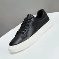 Baskets décontractées en cuir noir pour homme avec semelle blanche - 38 / Noir