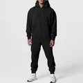 Herren Trainingsanzug-Set aus schwarzem Fleece mit Kapuzenjacke und Jogginghose - Schwarz