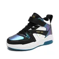 Stilvolle Kinder-High-Top-Sneaker mit irisierenden Einsätzen und Klettverschluss. - Chamäleon