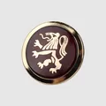 Vintage British style gold metal button with dark red enamel and lion crest design - Lion Crest Style (FM62-G28) / 15.0mm / Gold+Red