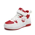 Basketball-Sneaker für Jungen in Weiß und Rot aus Leder mit Klettverschluss-Riemen - Weiß Rot