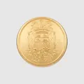 Premium gold copper button with an embossed heraldic crest for high-end luxury clothing. - 15mm / Gold