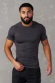 Dark grey muscle fit gym t-shirt for men with high elasticity for athletic training - M / Tops / Lead Gray (Plain)