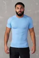 Men's high-elasticity light blue compression fitness shirt for muscle training. - M / Tops / Light Blue (Plain)