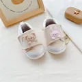Detail of cute cartoon baby walking shoes with soft soles, velcro strap, beige canvas. - Size 12.5 (12.5cm) / Rabbit and Bear / Beige
