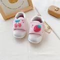 Cute pink baby shoes with strawberry and cherry embroidery for toddlers - Size 13.0 (13.0cm) / Cherry Strawberry / Pink