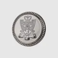Bouton métallique vintage haut de gamme avec blason héraldique et finition époxy - Nickel Noir