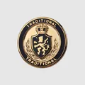 Elegant gold and blue enamel button with royal crest heraldic lion design for jackets - Gold + Black