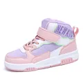 Sneakers alte per bambini con fodera in pile, variante rosa e lavanda - 28 / Viola rosato