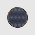 Round gold metal button with blue checkered resin inlay for high-end clothing - 24L / 15.0mm / Gold + Blue
