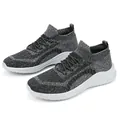 Baskets à enfiler pour hommes en maille noir et gris avec semelle souple blanche - Gris foncé