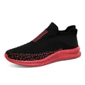 Zapatillas deportivas de malla transpirable para hombre en negro y rojo para correr - Negro Rojo